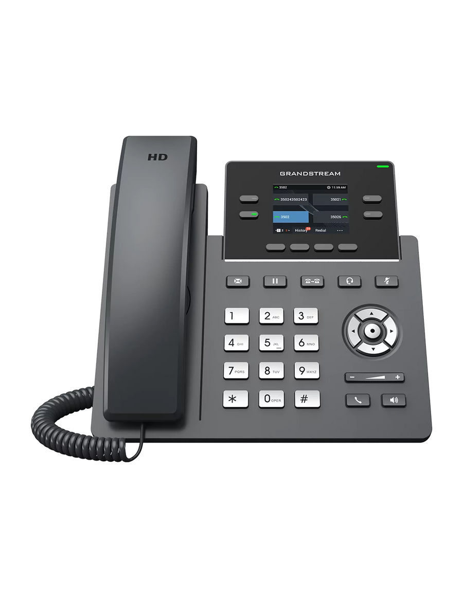 Grandstream 2-Line Carrier Desk Phone 2x Gigabit Ethernet ports, Supports POE