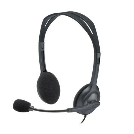 Logitech H111 Stereo Headset 3.5mm Jack Noise-Cancelling Boom Microphone Grey
