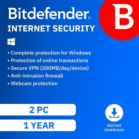 Bitdefender Internet Security 2 Device 1-Year Subscription Download | Promo Discounted License