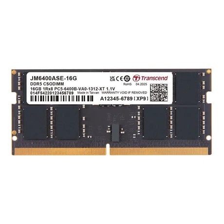 Transcend 32GB DDR5-6400 SO-DIMM Unbuffered 2Rx8 CL52 Laptop Memory