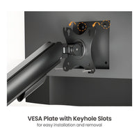 RCT Dual Gas Spring Monitor Arm 17 to 32-inch VESA 75x75 100x100 up to 9kg per Screen Clamp and Grommet Mount