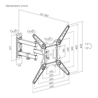 RCT Full-Motion TV Wall Mount 23 to 65-inch up to 30kg Tilt and Swivel VESA Compatible Black