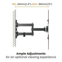RCT Full-Motion TV Wall Mount 23 to 65-inch up to 30kg Tilt and Swivel VESA Compatible Black