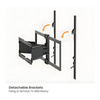 RCT Ultra-Slim Full-Motion TV Wall Mount 50 to 100-inch 65kg Capacity Tilt Swivel Extend Retract Cable Management Matte Black