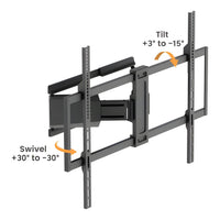 RCT Ultra-Slim Full-Motion TV Wall Mount 50 to 100-inch 65kg Capacity Tilt Swivel Extend Retract Cable Management Matte Black