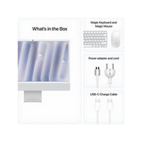24-inch iMac with Retina 4.5K display: Apple M4 chip with 10‑core CPU and 10‑core GPU, 16GB, 256GB SSD - Silver,Model A3137