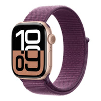 Apple Watch Series 10 GPS + Cellular 46mm Rose Gold Aluminium Case with Plum Sport Loop,Model A3003