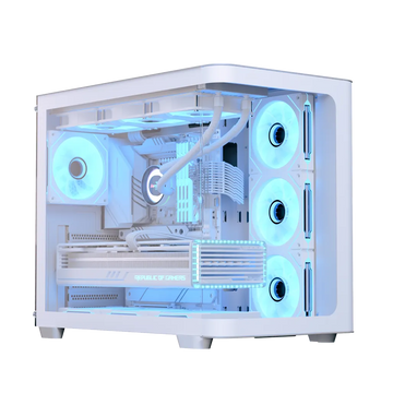 Aerocool P500C ATX Mid-Tower PC Case White 4x ARGB Infinity Mirror Fans Tempered Glass