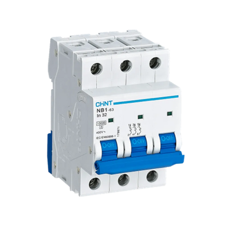 Chint NB1 3-Pole 63A 6kA AC Circuit Breaker C-Curve DIN-Rail Mount