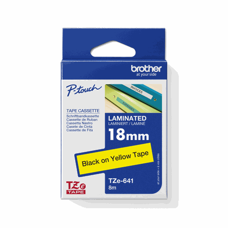 Brother 18MM Black on Yellow Laminated tape