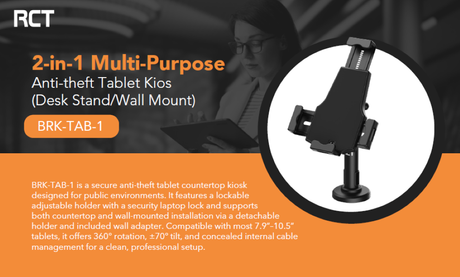 RCT Anti-Theft Tablet Desk Stand and Wall Mount 7.9 to 10.5 inch
