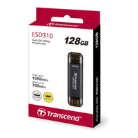 Transcend ESD310C 128GB Portable SSD USB 3.2 Gen 2 Type-A Type-C 1050MB/s Read