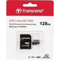 Transcend 340S 128GB microSDXC UHS-I U3 V30 A2 Memory Card