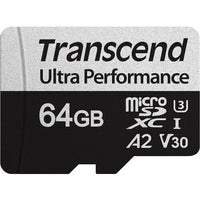 Transcend 64GB microSDXC 340S UHS-I U3 V30 A2 160MB/s with SD Adapter