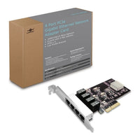 Vantec 4-Port PCIe Gigabit Ethernet Network Adapter Card Intel Chipset x4 PCIe 9K Jumbo Frame