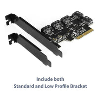 Vantec 5-Port SATA 6Gbps PCIe x4 Internal Expansion Card Plug and Play Windows Linux