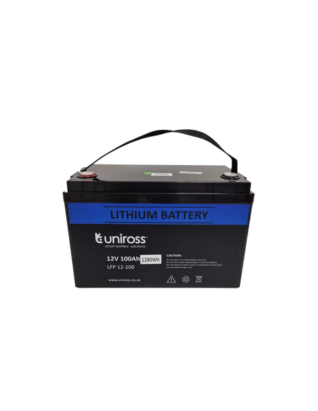 Uniross 12.8V 100Ah (1.28kWh) LiFEPO4 Battery | UR-BAT-LiFePO4-12-100