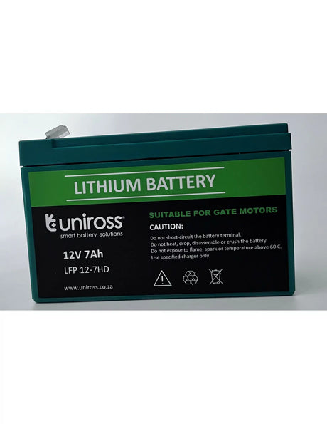 Uniross 12.8V 7Ah (89.6Wh) High Draw LiFEPO4  Battery | UR-BAT-LiFePO4-12-7HD